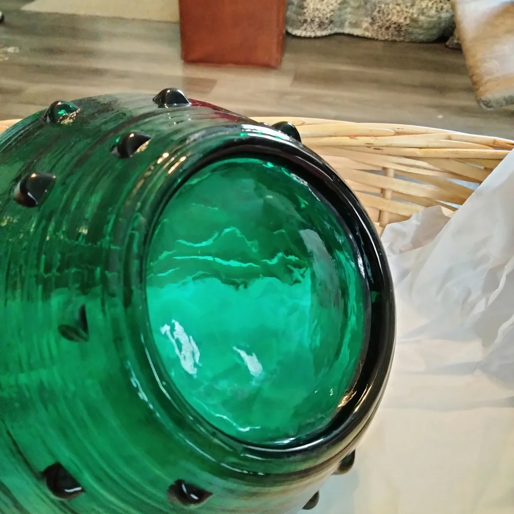Lenko Handmade Emerald Green Glass Bowl - Picture 3 of 5